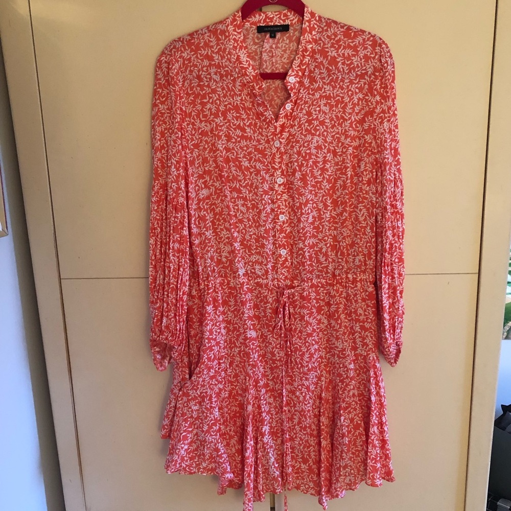 Olivaceous orange and white swing dress